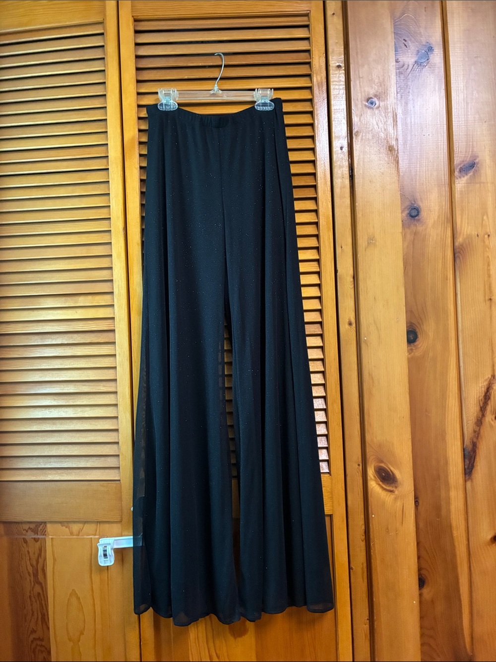 connected apparel Black Wide-Leg Sparkle Palazzo Pants length 43”waist 15”
